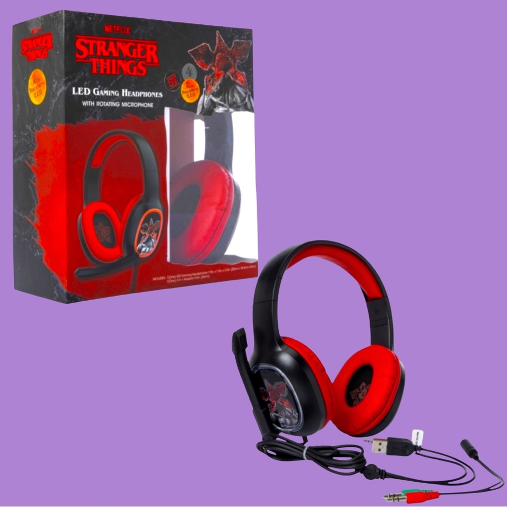 Stranger Things LED gaming headphones w/ rotating mic